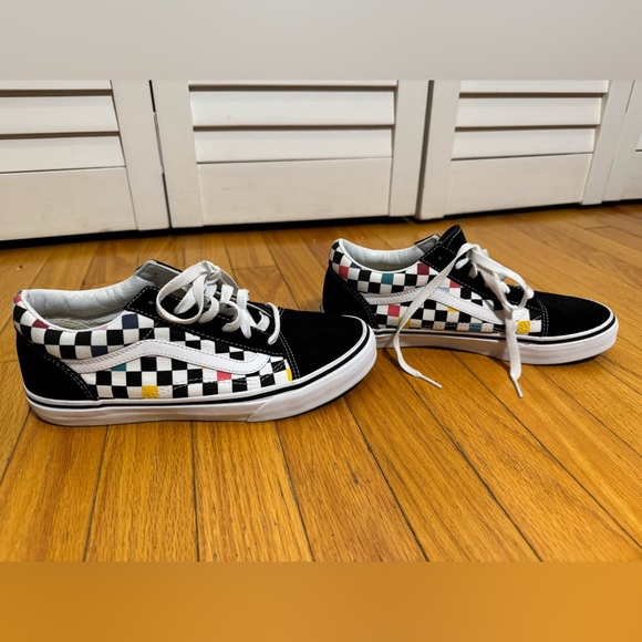 Vans Kids Black and White Old Skool ‘Party Checker’ Sneakers Size 6.5 - Picture 9 of 11